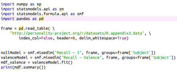 Analysing Psychological data using Python