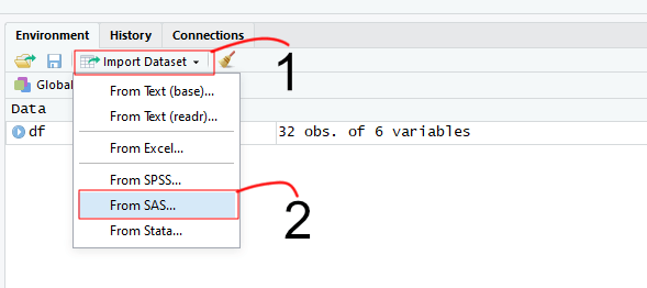 read sas in r using RStudio