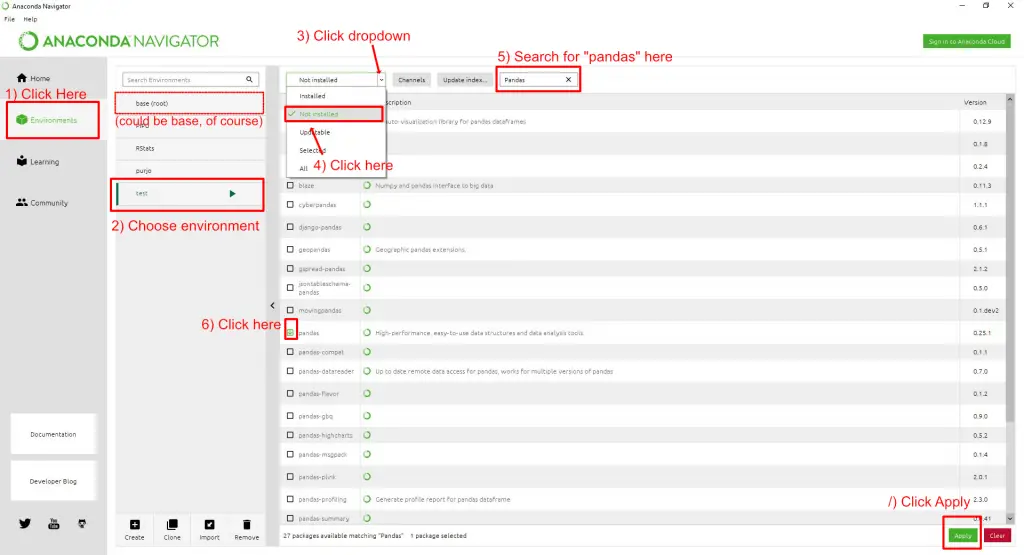 how to install a python package using Anaconda navigator