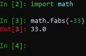 math fabs() can be used instead of Python abs() to get te absolute value