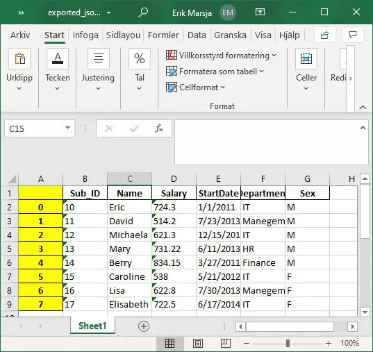 Python JSON to Excel with Pandas - resulting xlsx file