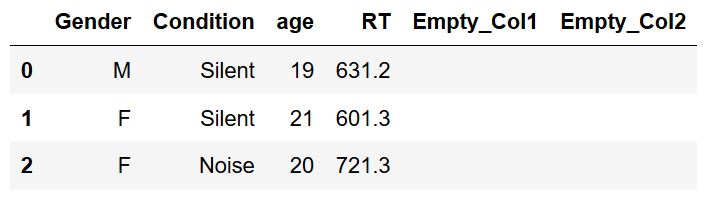 pandas dataframe added empty columns