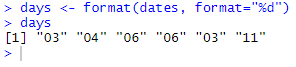 Here's how to extract day from datetime in R