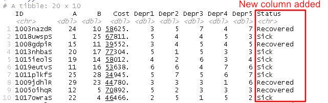 New column added based on values in two other columns