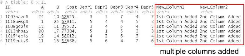 multiple columns added to the dataframe
