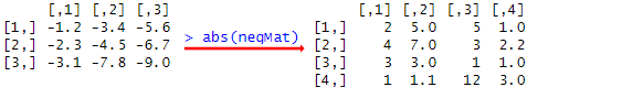 how to use R to get absolute value from a mmatrix