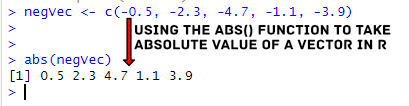 getting the absolute value of a vector in R