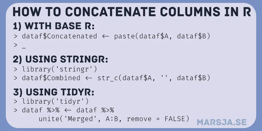 three methods to concatenate two columns in R