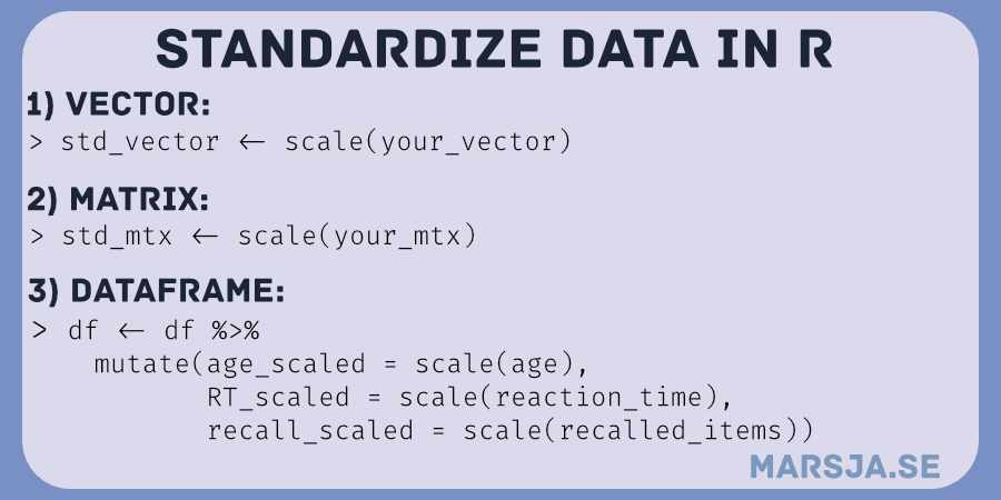 how to standardize data in R.