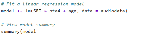 fitting a regression model with the lm() function.