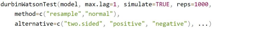 durbin-watson test in R