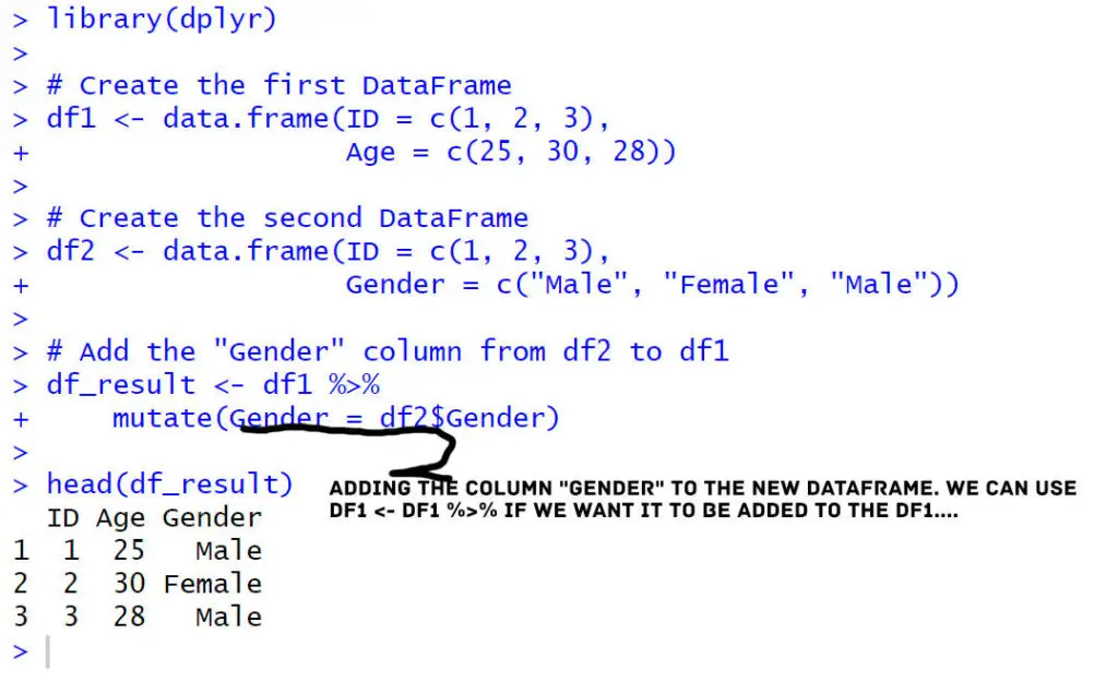 adding a column from one dataframe to another using the r package dplyr