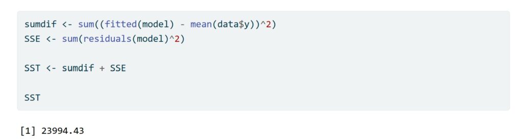 alternative way to calculate SST in R