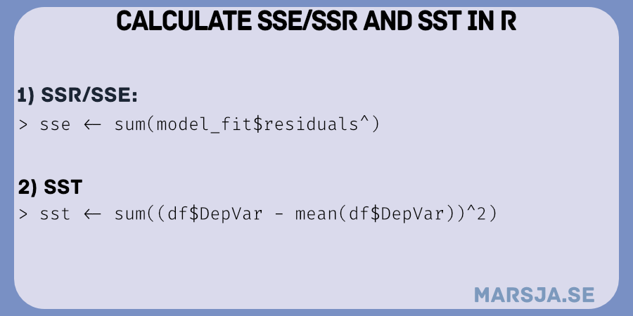 sse/ssr and sst calculation in R