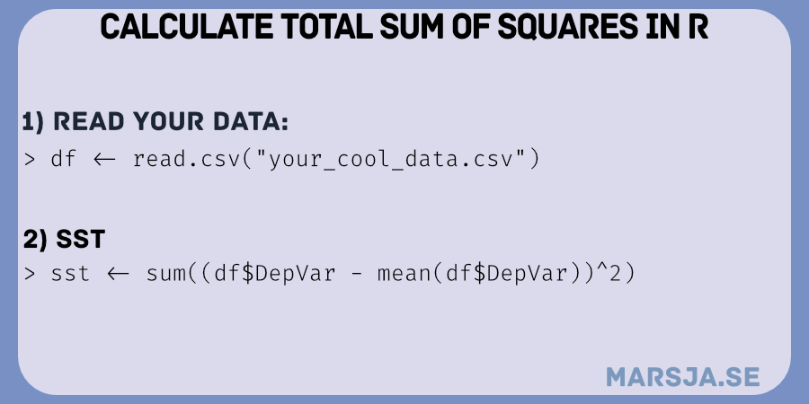total sum of squares calculation in R.