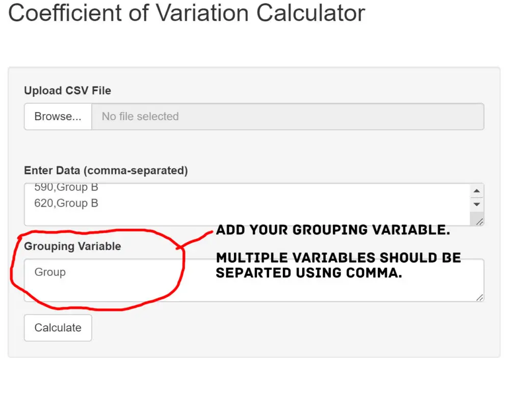 coefficient of variation calculater grouped data