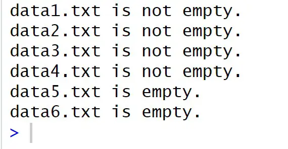 files checked if they are empty in R