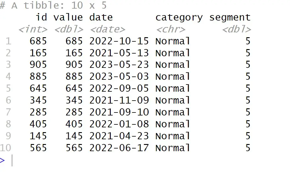 data filtered using modulo in R