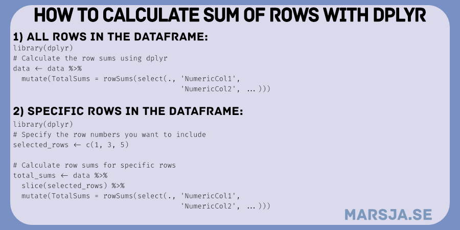 using dplyr to sum rows in R
