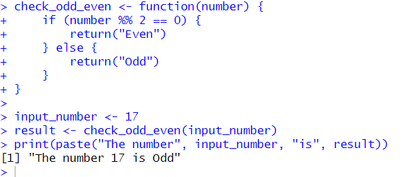 using modulo operator to find out if numbers are odd or even in R.
