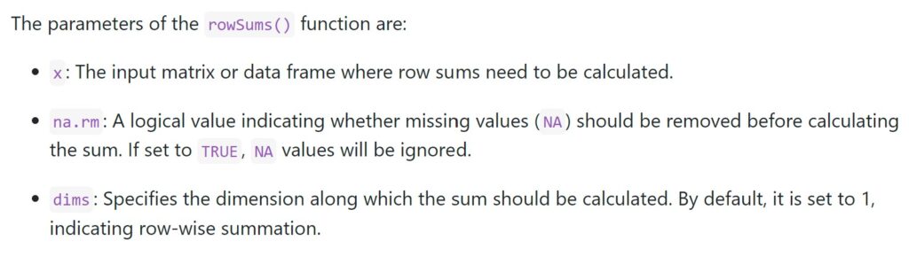 r rowsums function