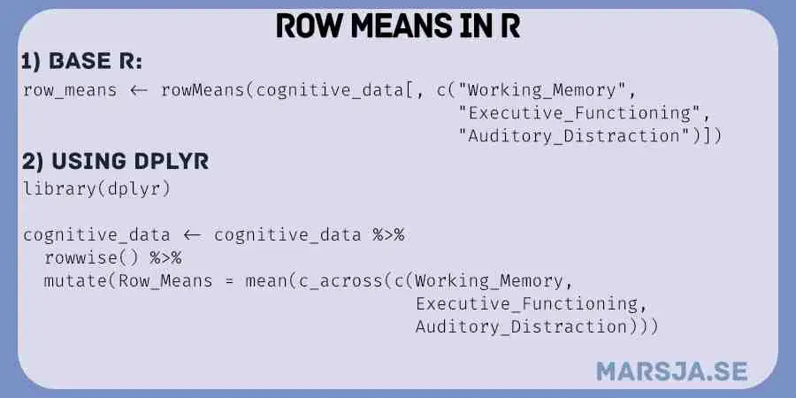 get row means in R with base and dplyr