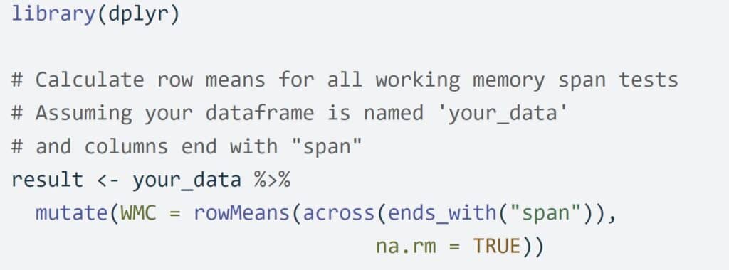 r row means with dplyr to select specific columns.