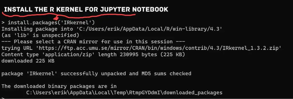 Install the Krenel for Running R in Jupyter Notebook.