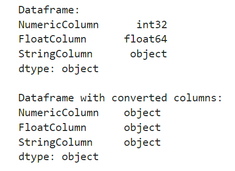 pandas all columns converted to string objects